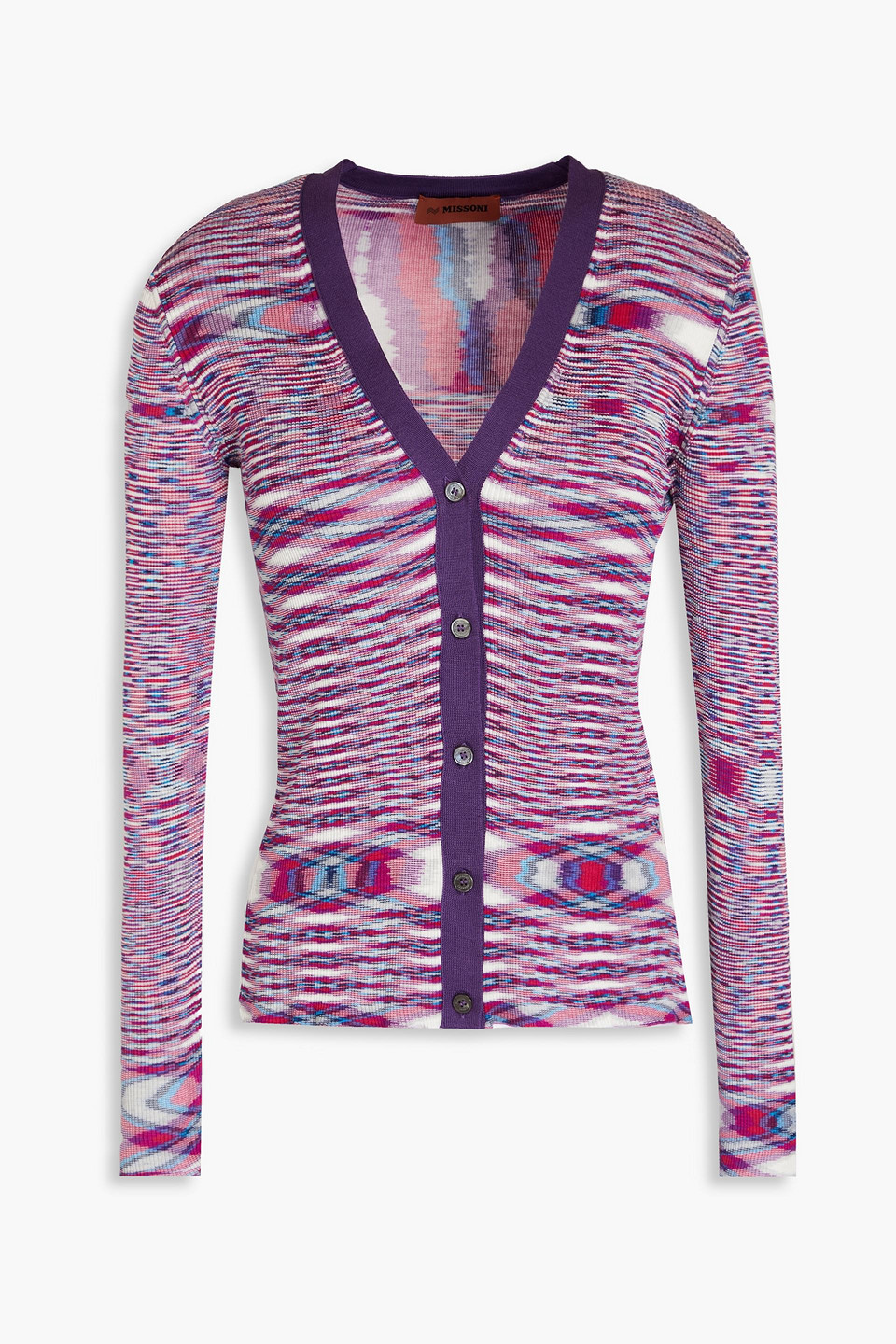 Missoni Space-dyed Silk Cardigan In Purple