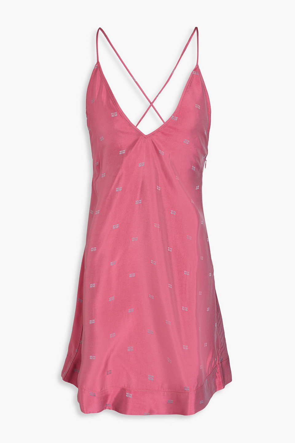 Ganni Jacquard Mini Slip Dress In Magenta