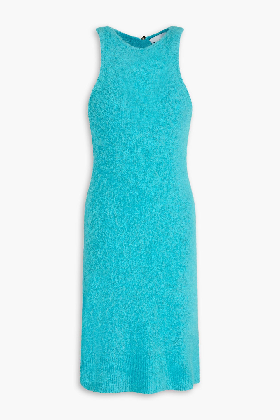 Ganni Alpaca And Wool-blend Minidress In Blue