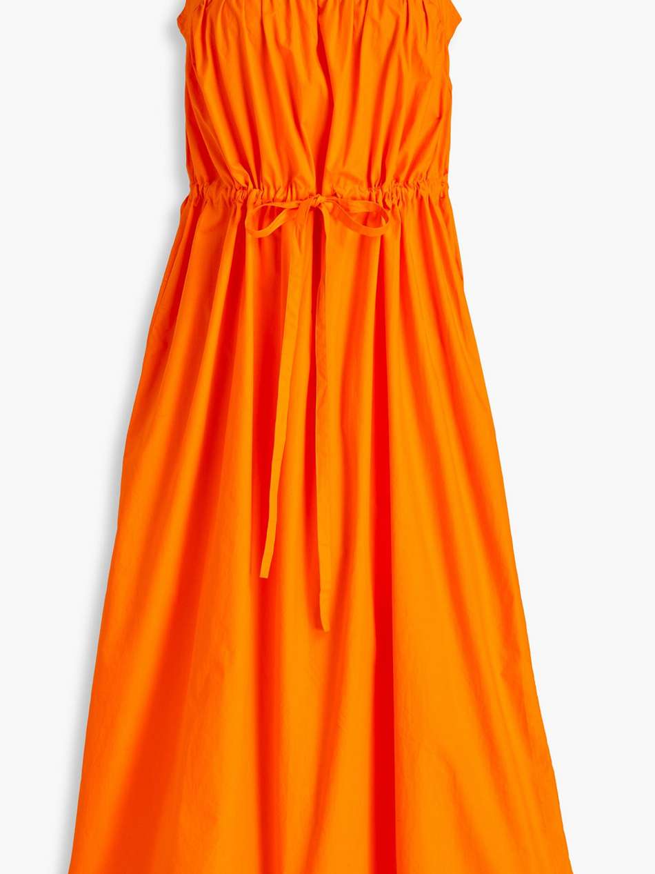 gathered cotton-poplin midi dress