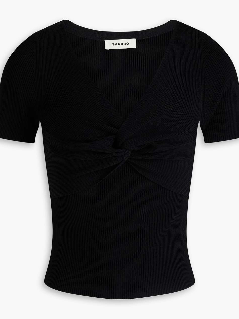 cropped ribbed-knit top
