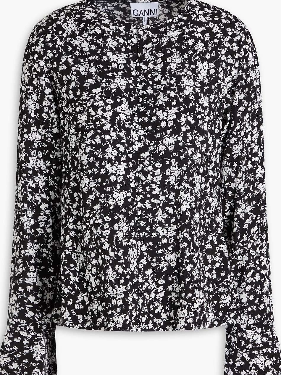 floral-print ecovero™-blend crepe blouse