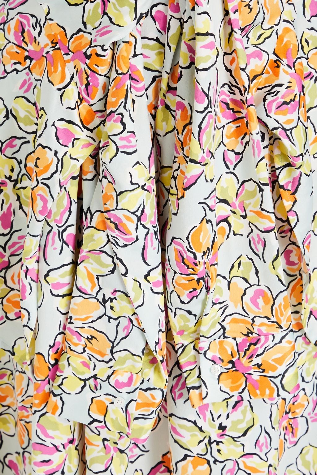 MAJE Knotted floral-print satin-crepe and stretch-cotton jersey midi dress