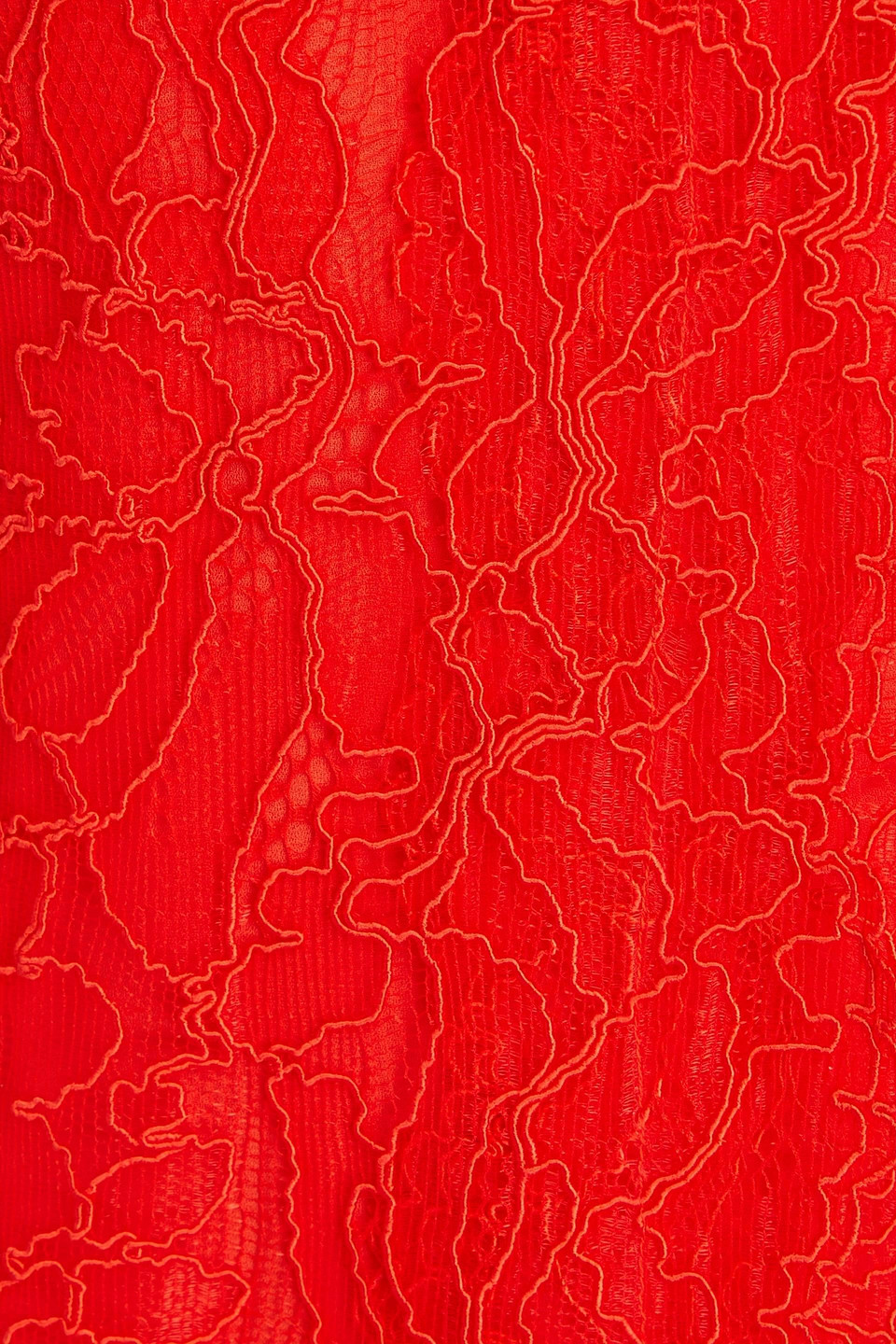 Ganni Sleeveless Red Lace Halter Neck Dress In Tomato Red