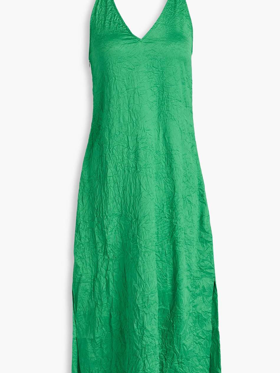 crinkled-satin midi dress