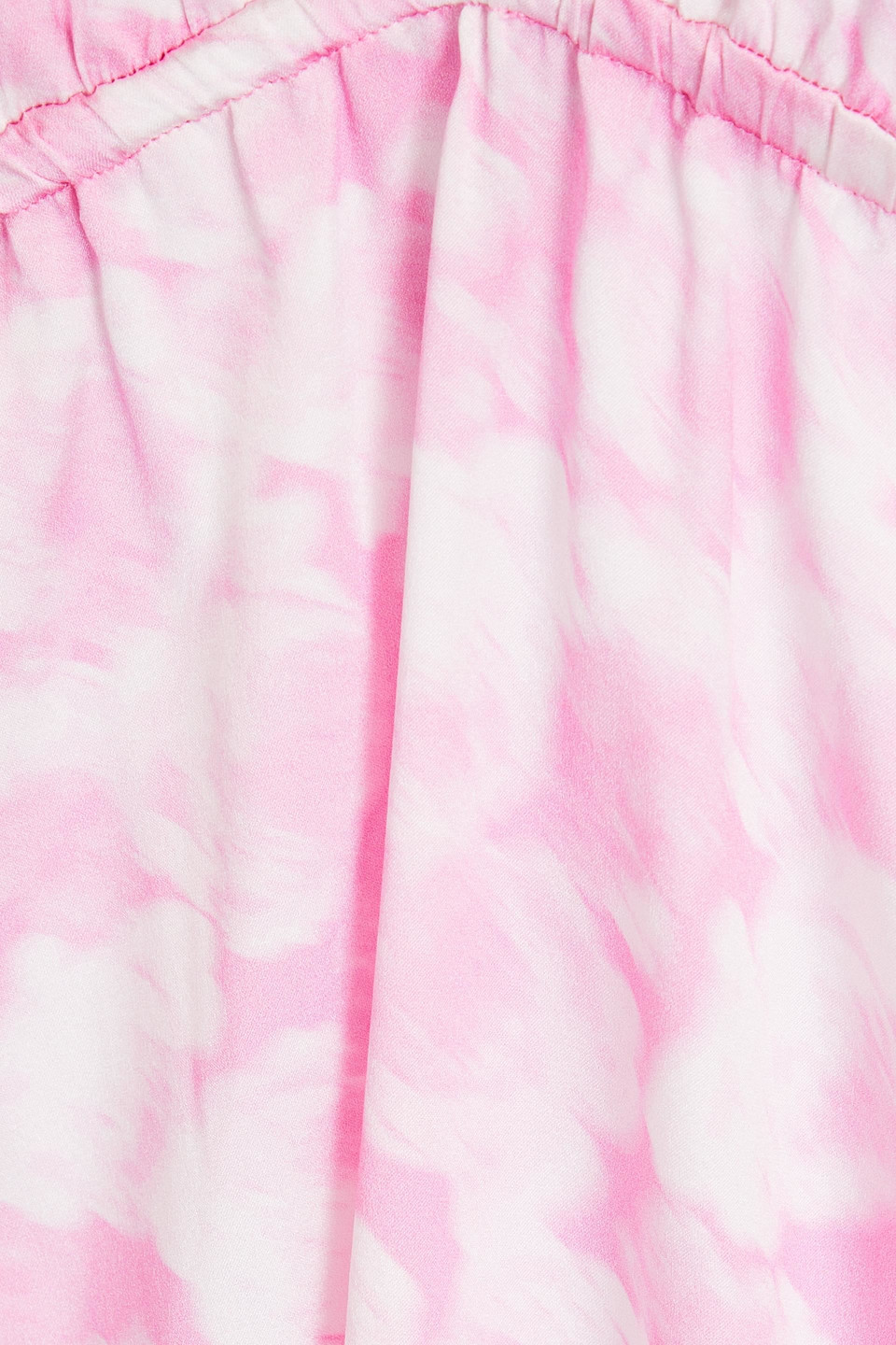Ganni Tie-detailed Printed Silk-blend Satin Midi Dress In Bubblegum