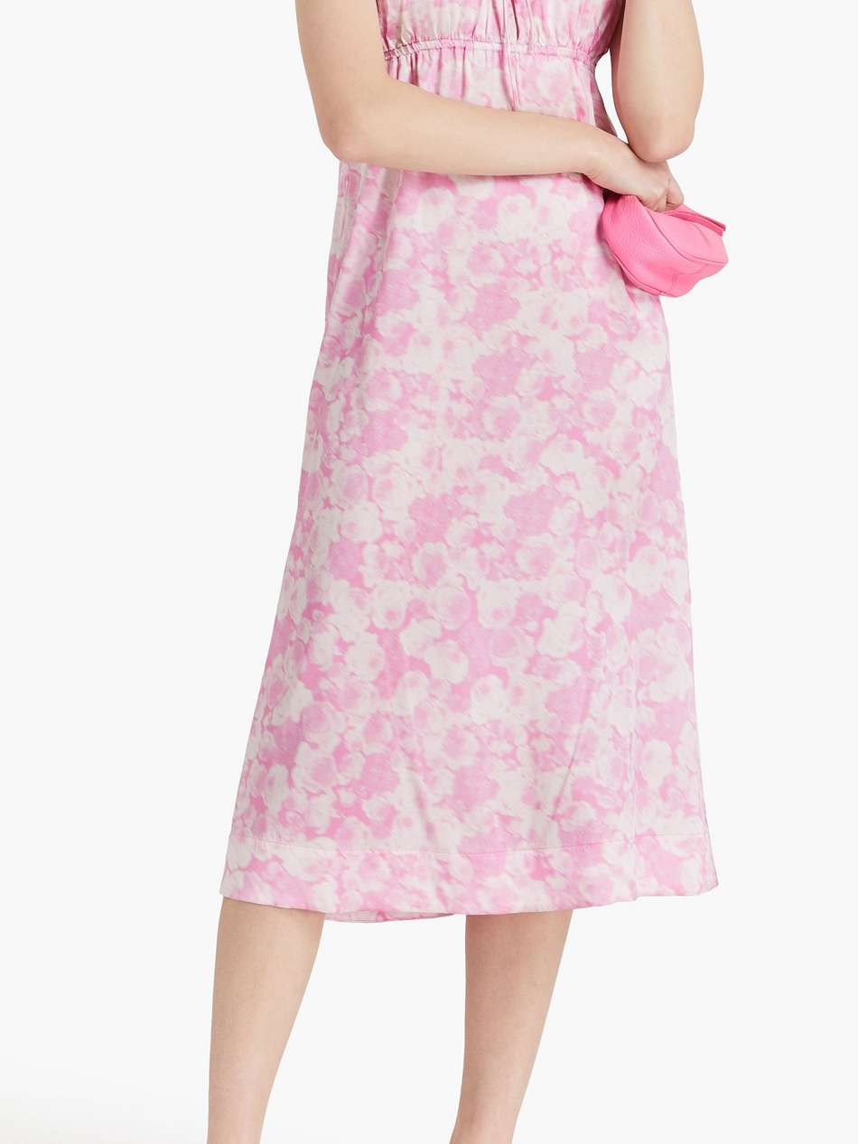tie-detailed printed silk-blend satin midi dress