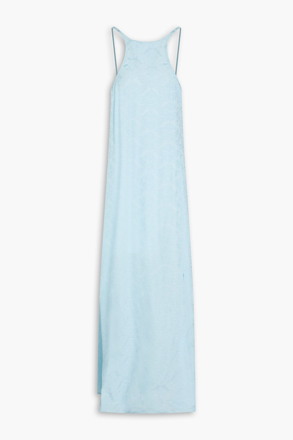 Ganni Jacquard Maxi Slip Dress In Sky Blue