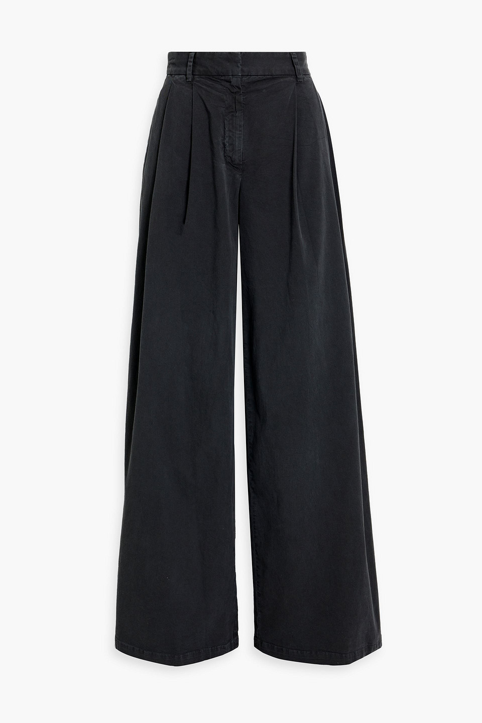 Nili Lotan Dillon Stretch-cotton Twill Wide-leg Trousers In Dark Grey