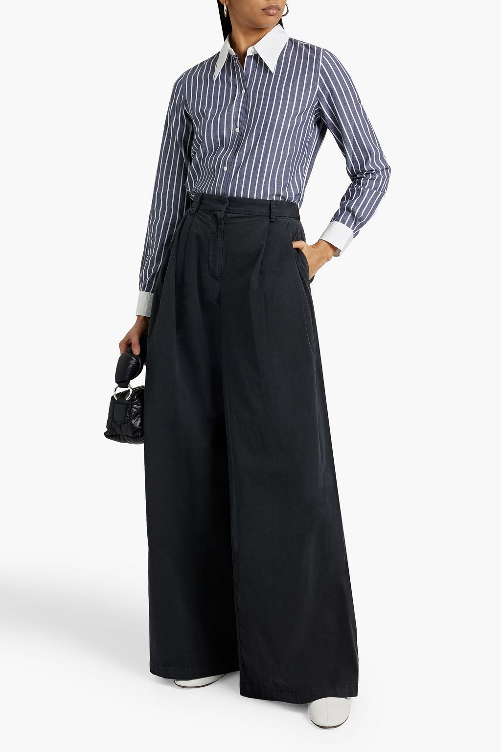NILI LOTAN Dillon stretch-cotton twill wide-leg pants