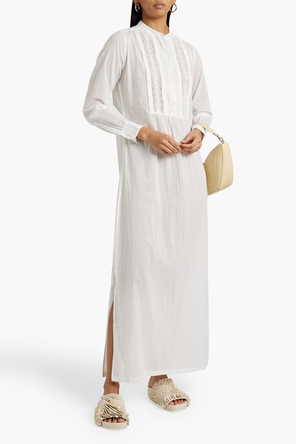 NILI LOTAN Risette corded lace-trimmed cotton-voile maxi dress