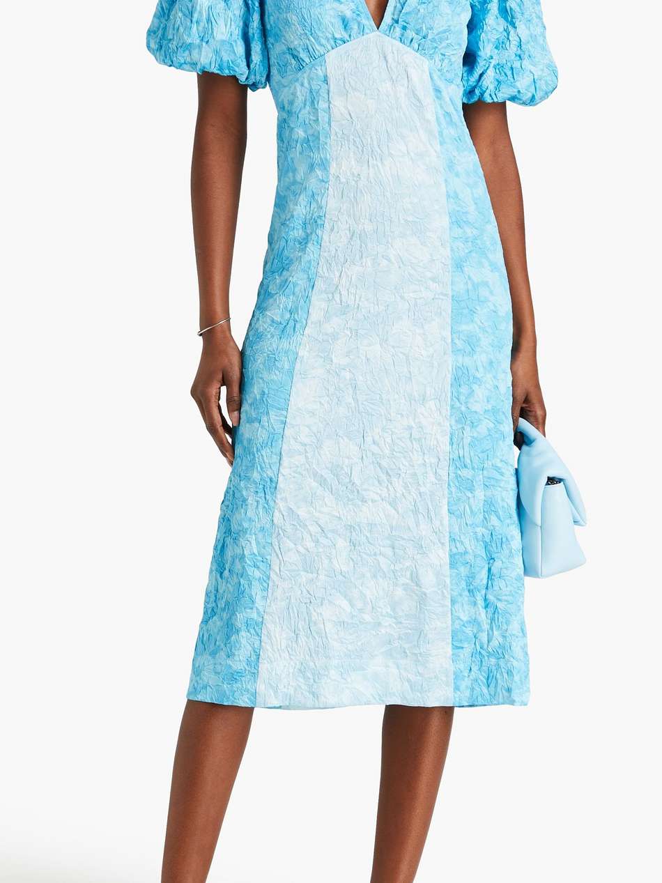 crinkled satin midi dress