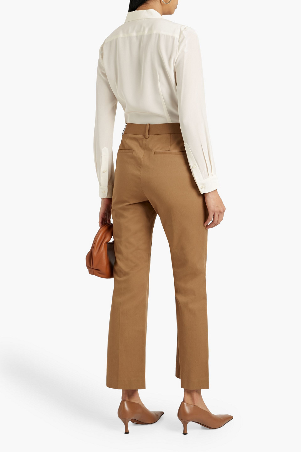 Shop Nili Lotan Corette Cotton-blend Twill Straight-leg Pants In Camel