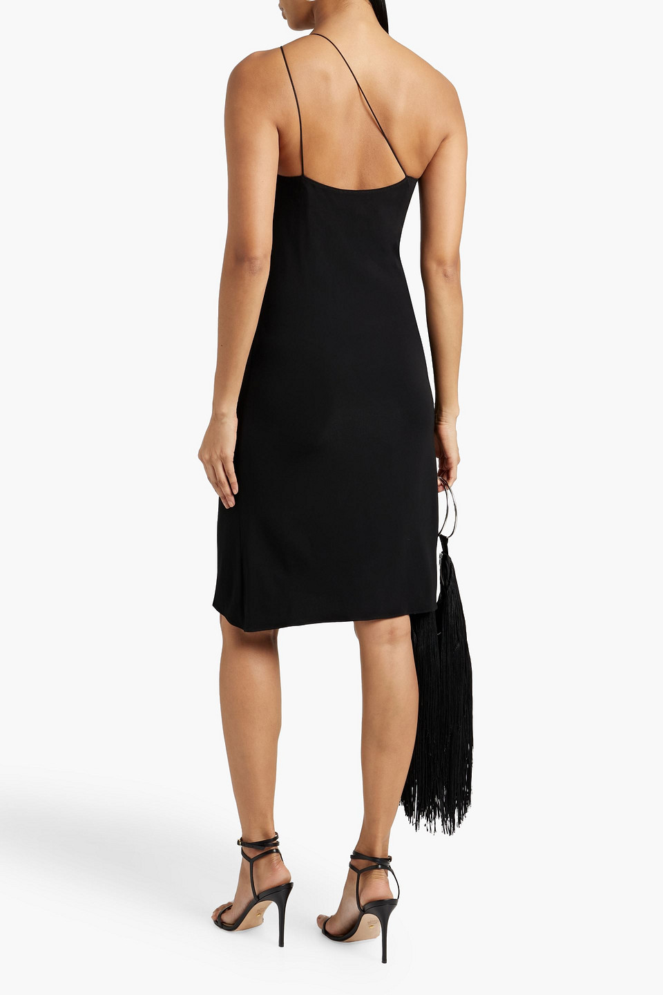 Shop Nili Lotan One-shoulder Stretch-jersey Dress In Black