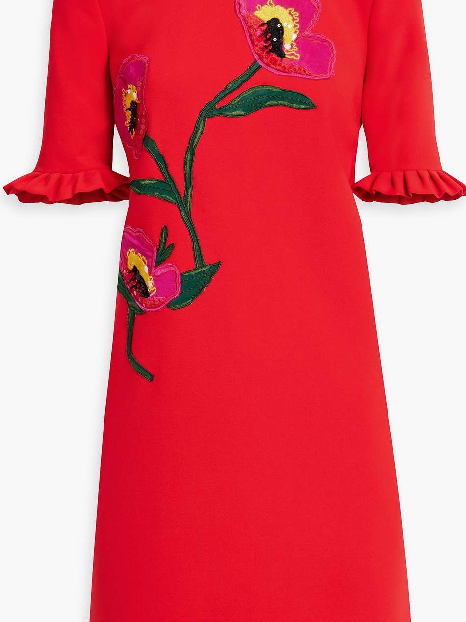 ruffled embellished crepe mini dress