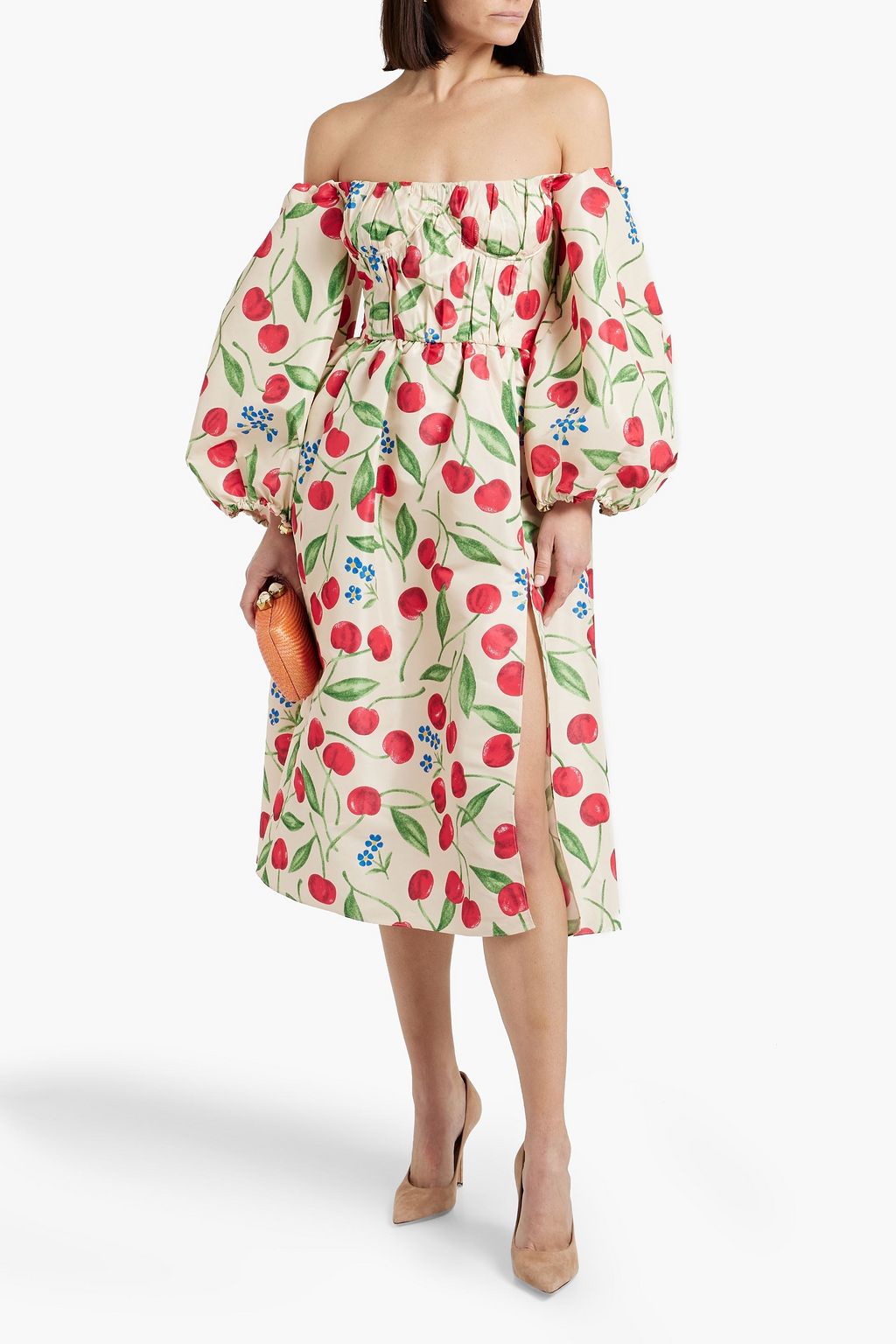 CAROLINA HERRERA Off-the-shoulder printed faille midi dress
