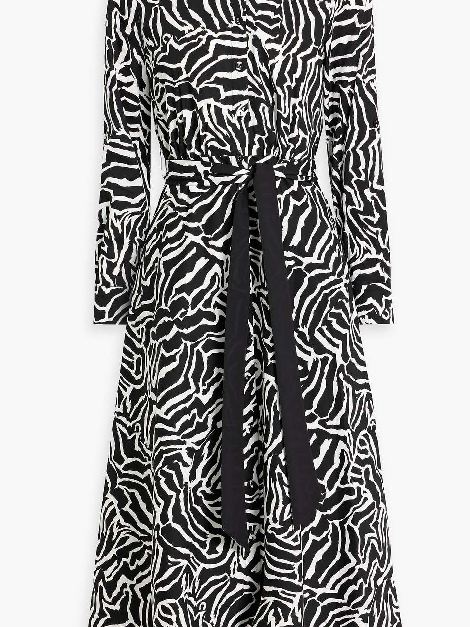 andre printed cotton-blend poplin midi shirt dress