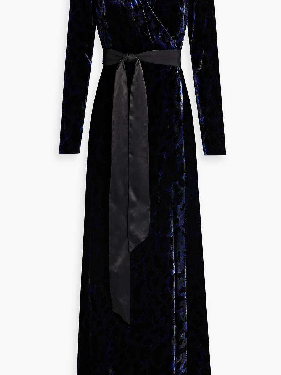 pogue devoré-velvet maxi wrap dress