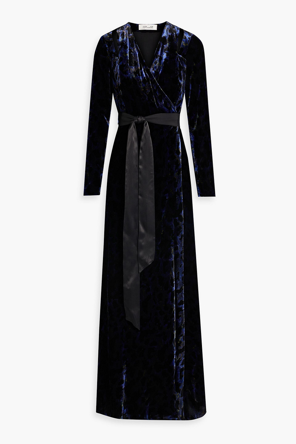 Diane Von Furstenberg Pogue Devoré-velvet Maxi Wrap Dress In Navy