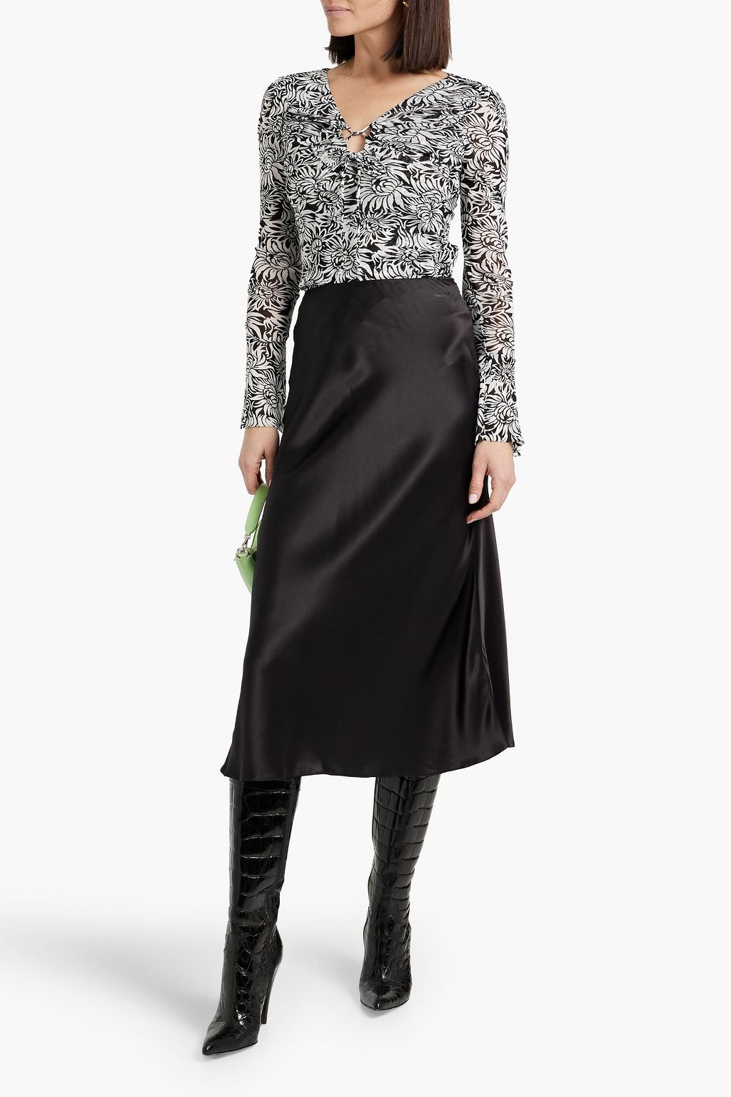 DIANE VON FURSTENBERG Lyric printed stretch-mesh bodysuit