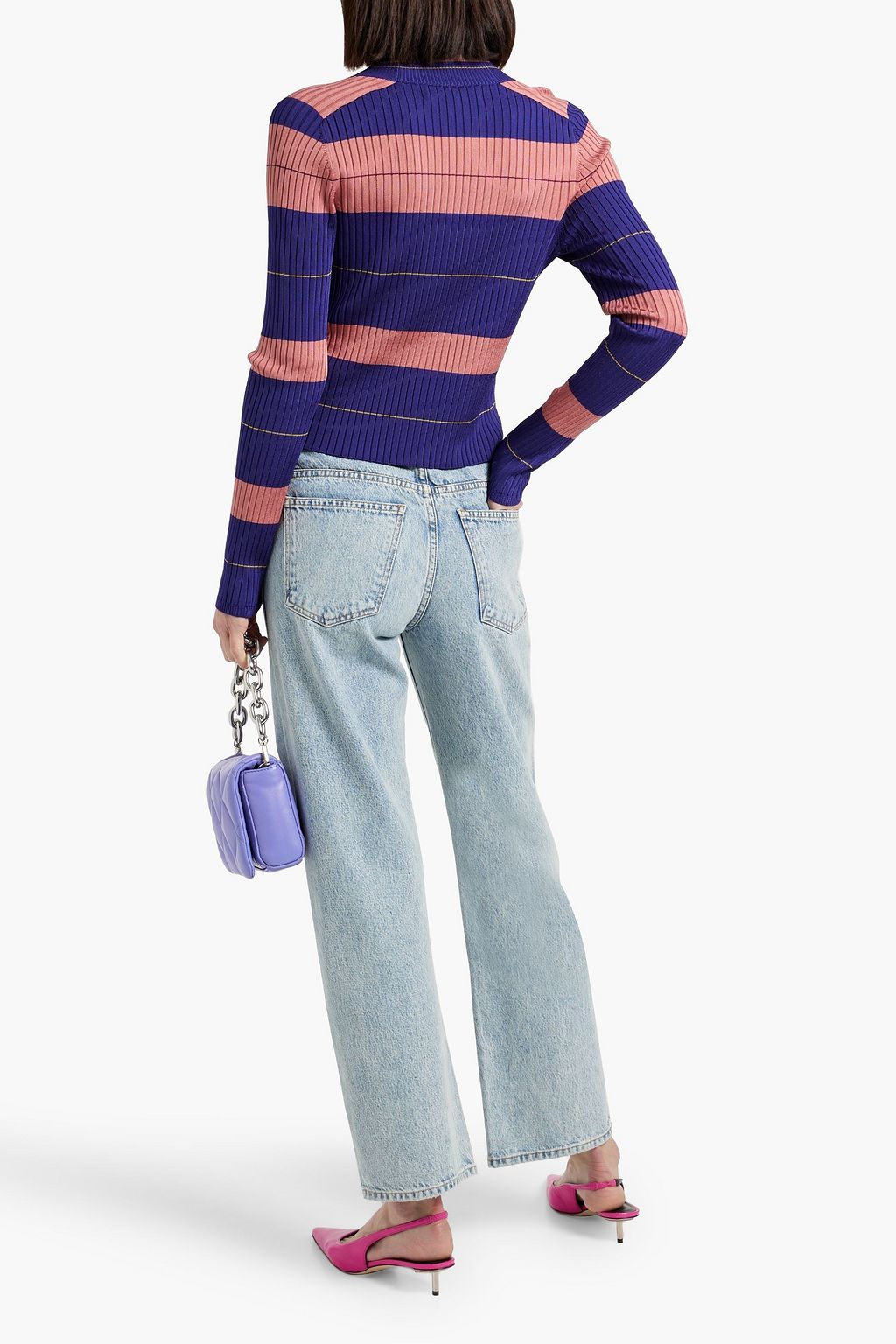 DIANE VON FURSTENBERG Tereza striped ribbed-knit cardigan