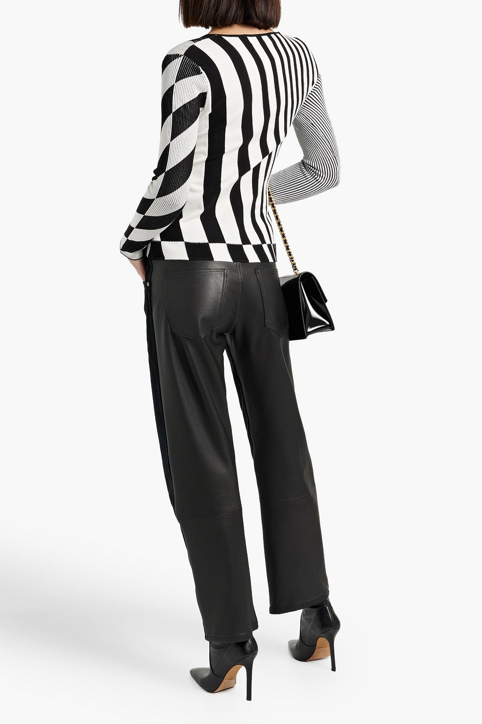 Diane Von Furstenberg Fila Striped Knitted Sweater In Black
