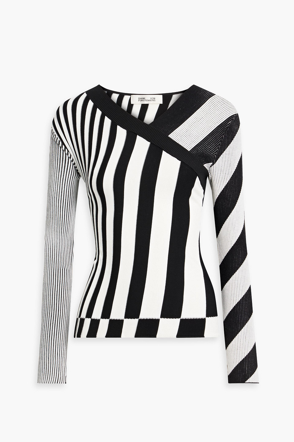 Diane Von Furstenberg Fila Striped Knitted Sweater In Black