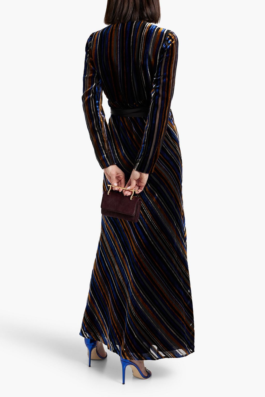 DIANE VON FURSTENBERG Jareth striped devoré-velvet maxi wrap dress