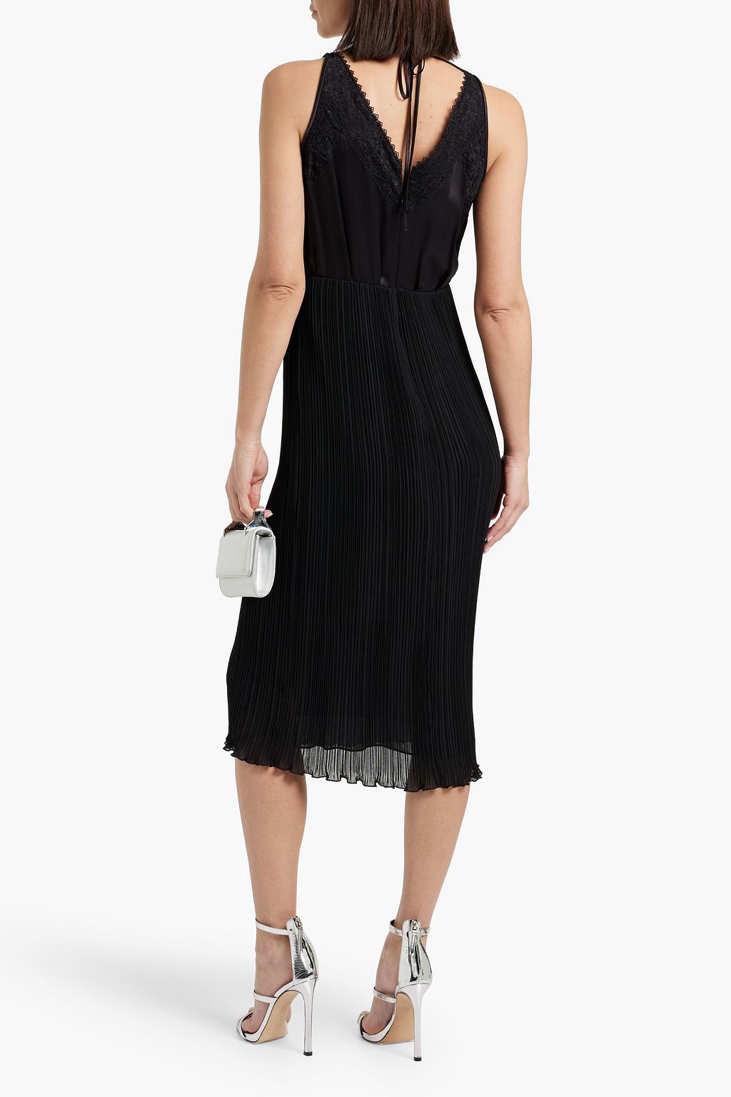 DIANE VON FURSTENBERG Cosmo lace-trimmed plissé-satin midi dress