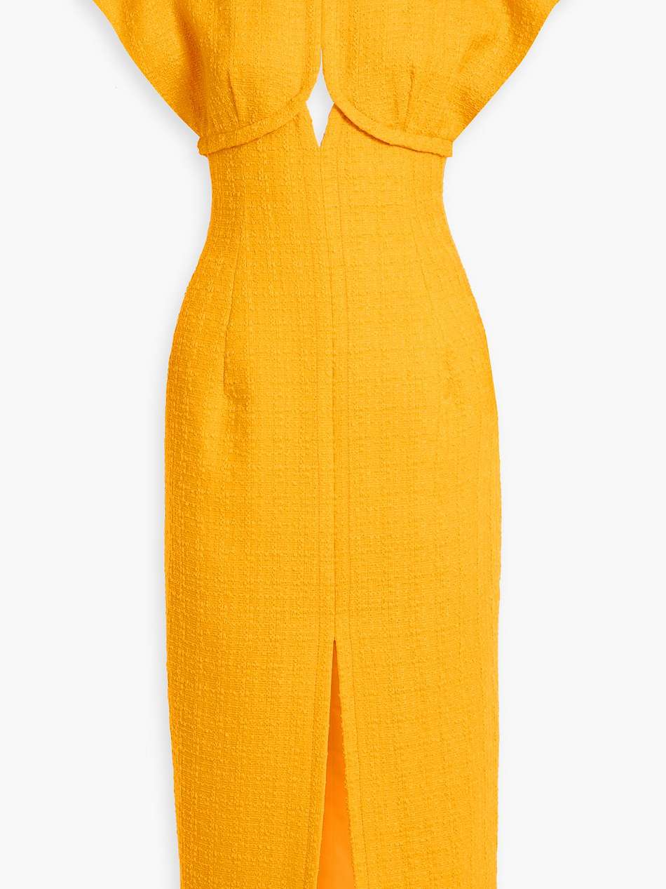 cutout wool-blend tweed midi dress