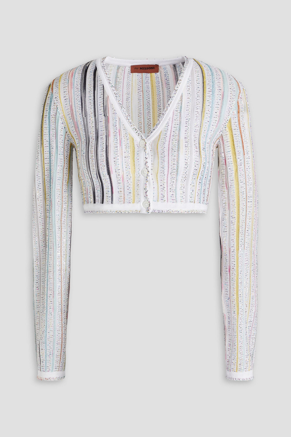 Missoni Cropped Sequin-embellished Space-dyed Cardigan In White