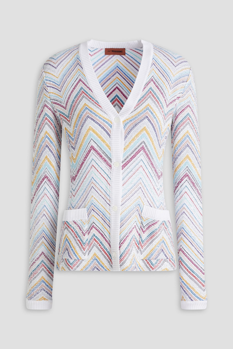 Missoni Sequined Crochet-knit Cardigan In White