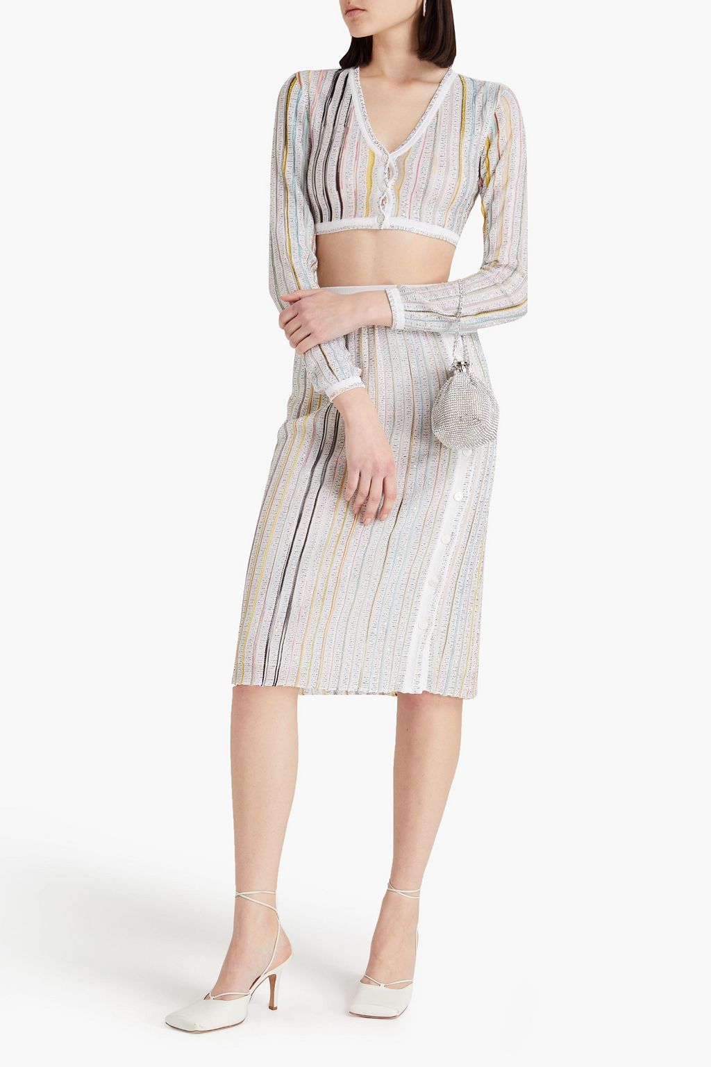 MISSONI تنورة مصنوعة من نسيج بحبكة كروشيه ومزينة بأقراص برّاقة