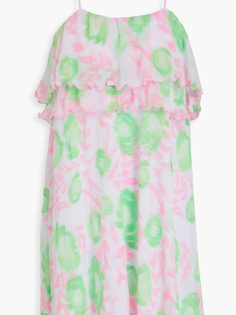 tiered printed georgette mini dress