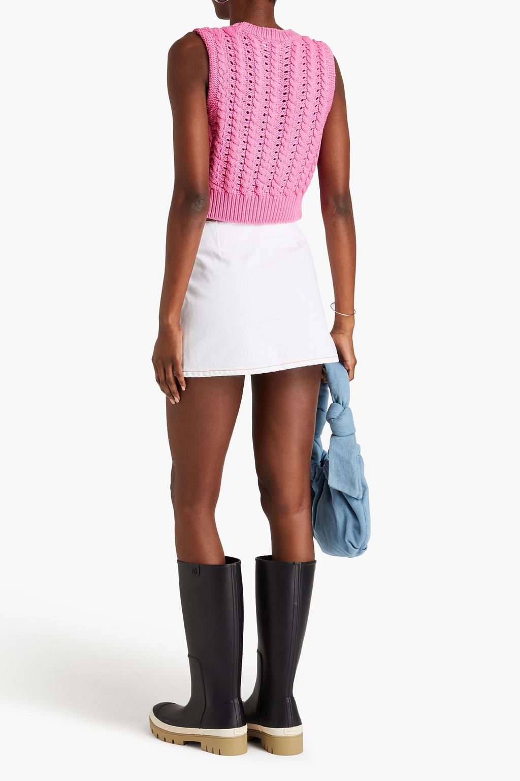GANNI Wrap-effect denim mini skirt