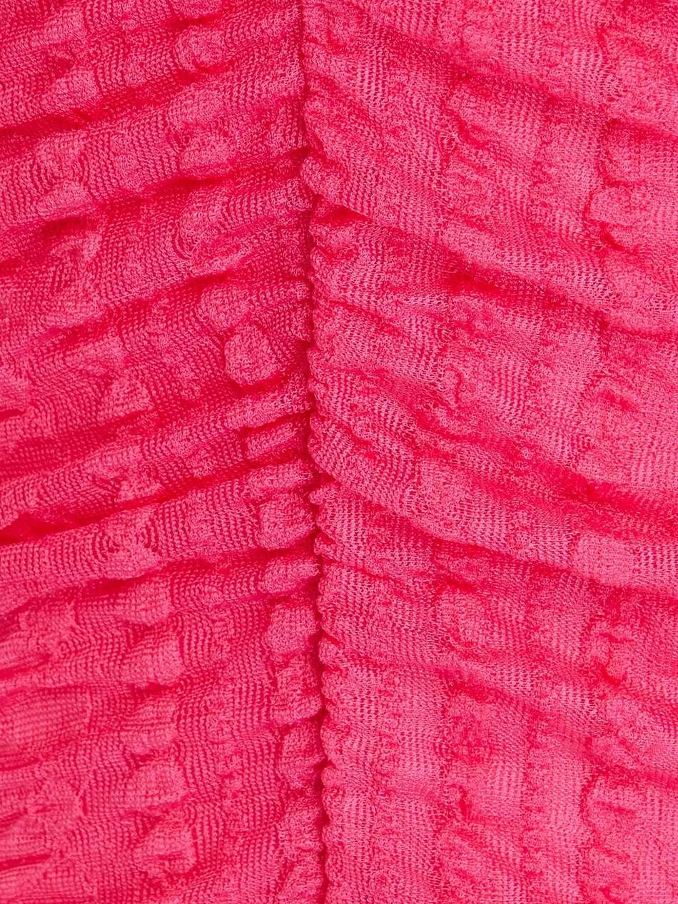 ruched textured-knit halterneck maxi dress