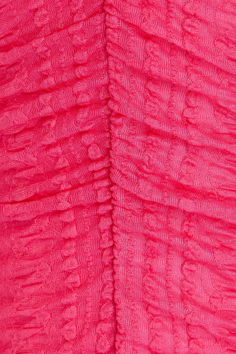 Ganni Ruched Stretch-knit Halterneck Maxi Dress In Fuchsia