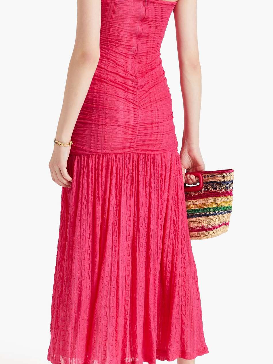 ruched textured-knit halterneck maxi dress