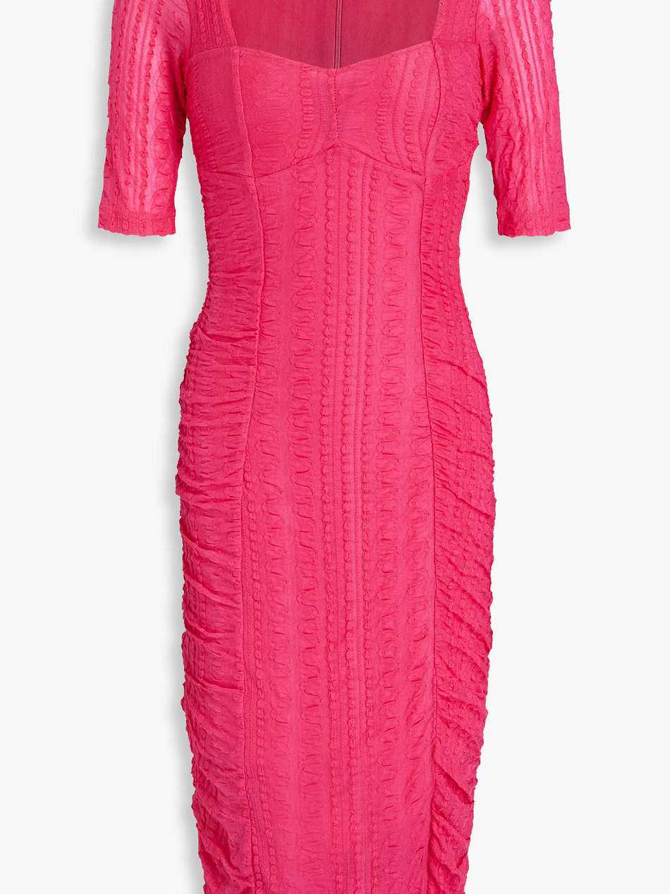 ruched jacquard-knit dress