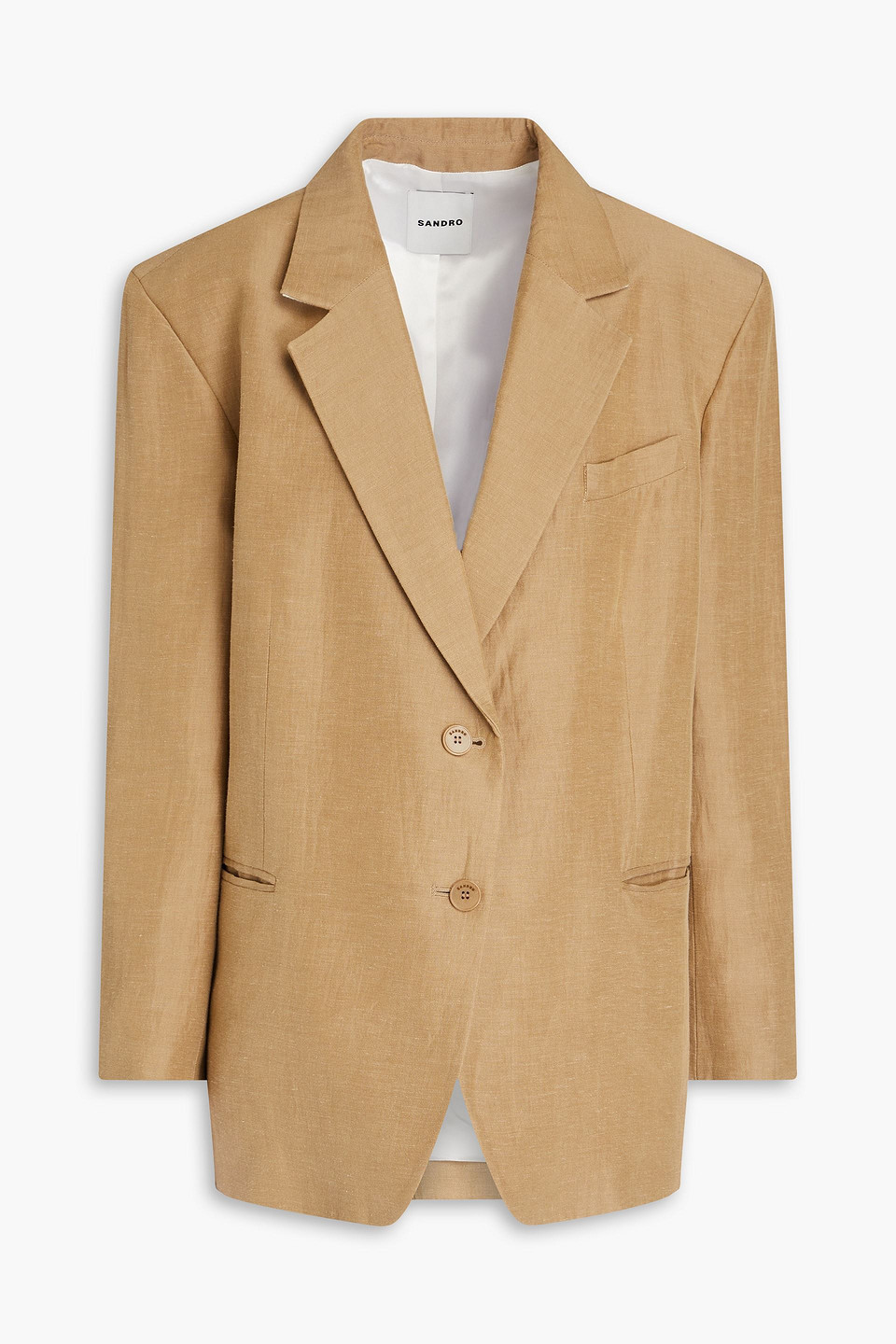 Sandro Slub Woven Blazer In Sand