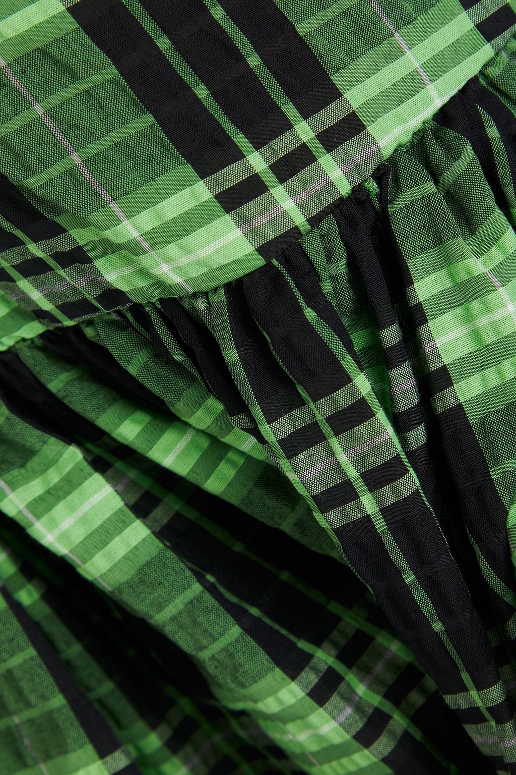 GANNI Checked seersucker blouse