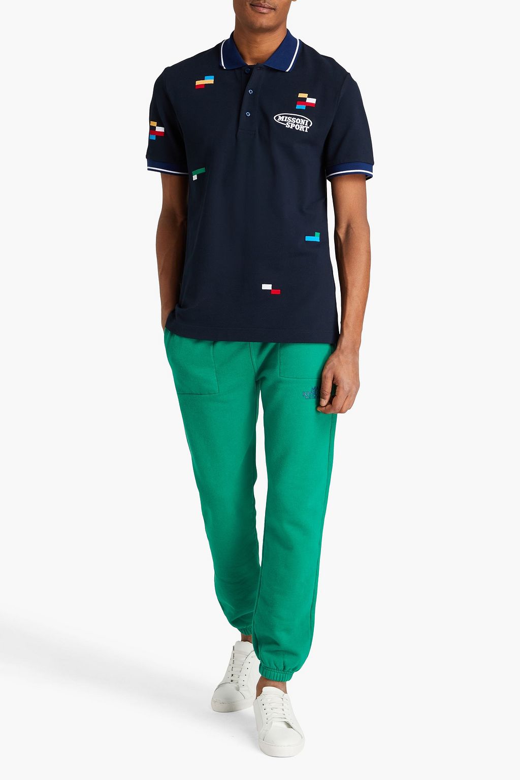 MISSONI Embroidered cotton-piqué polo shirt