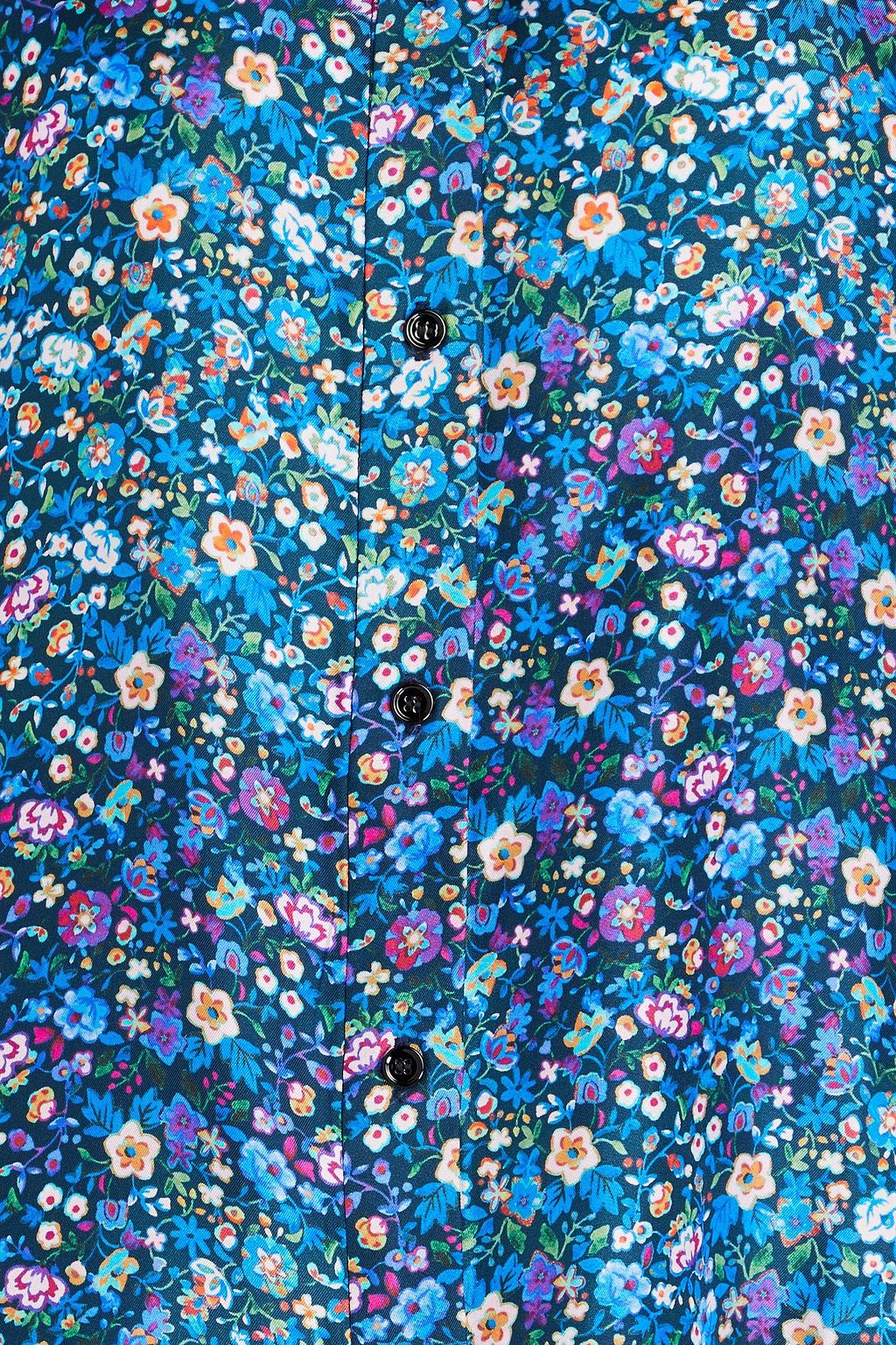 SANDRO Hemd aus Seiden-Twill mit floralem Print und Rüschen