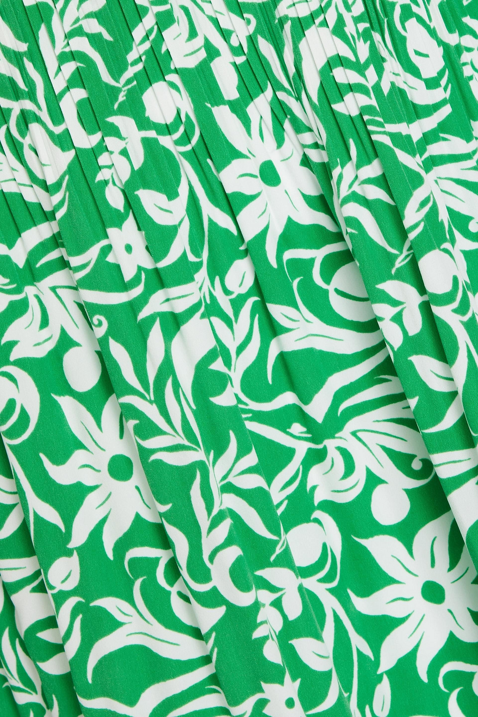 Shop Maje Floral-print Plissé-crepe Mini Dress In Grün
