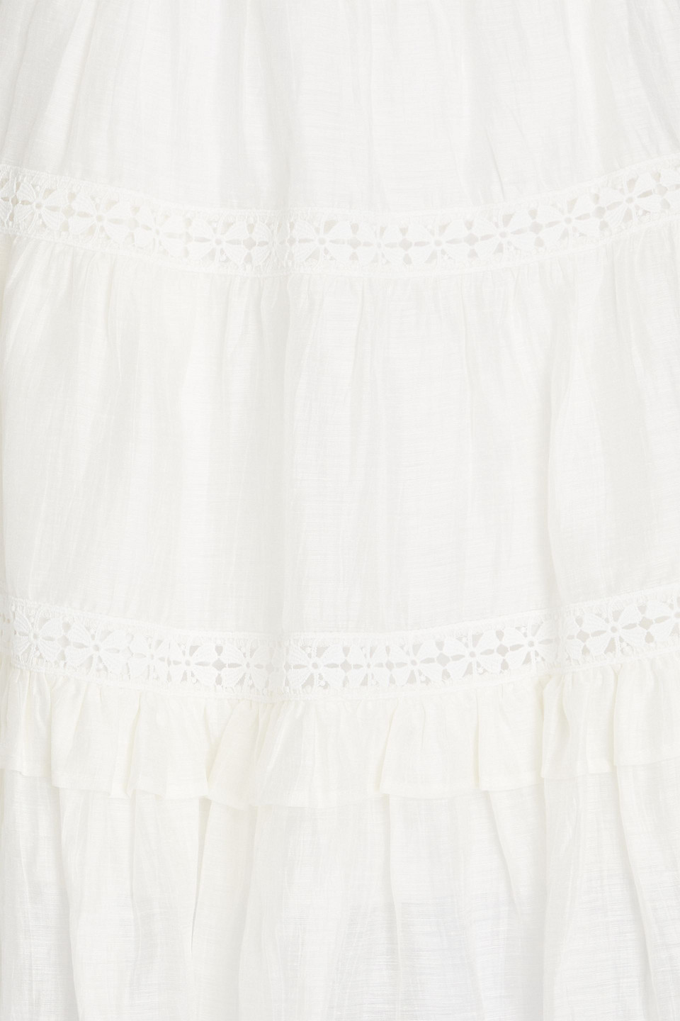 Sandro Guipure Lace-trimmed Linen-blend Gauze Skirt In White