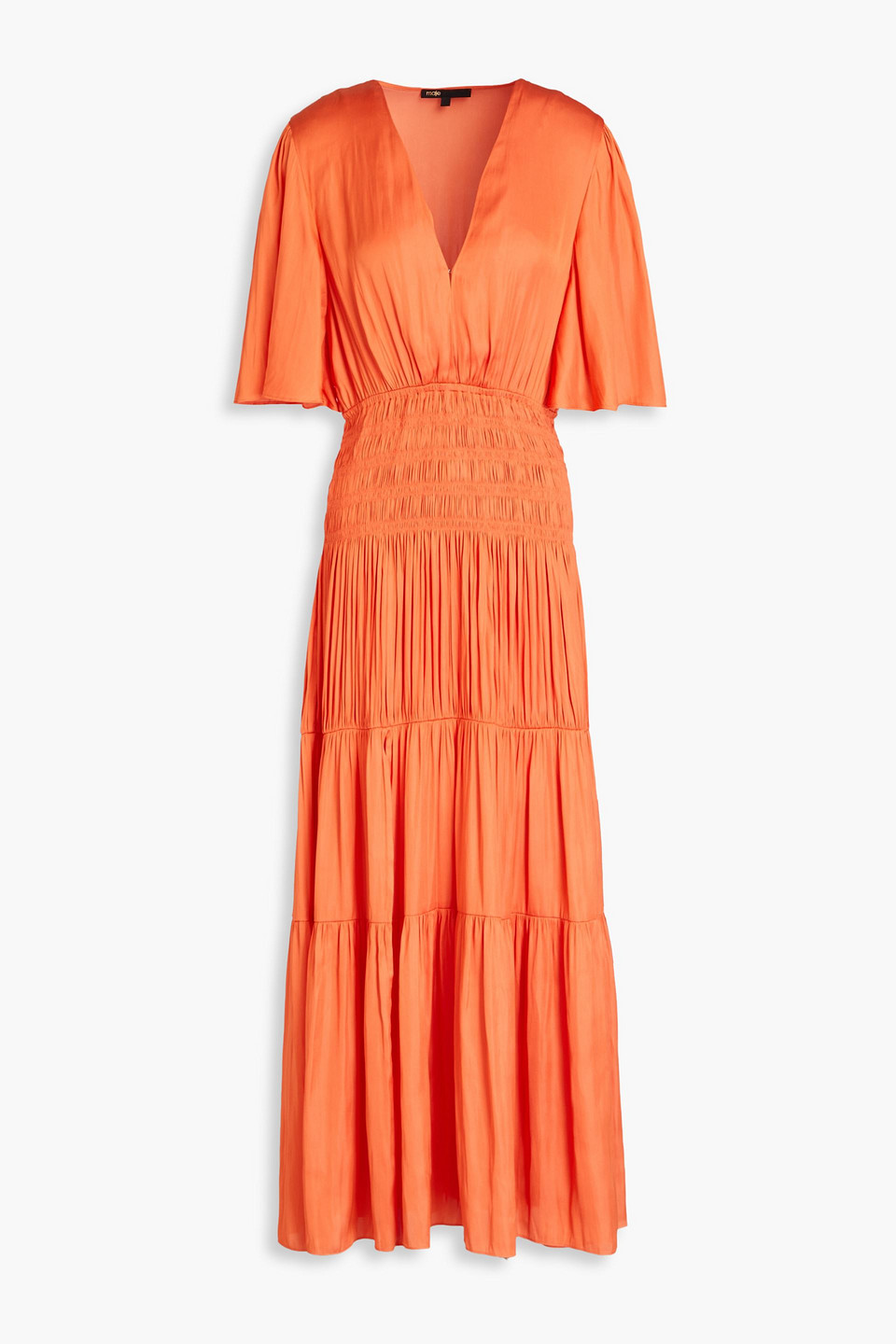 Maje Maxikleid Aus Satin Mit Raffung In Orange