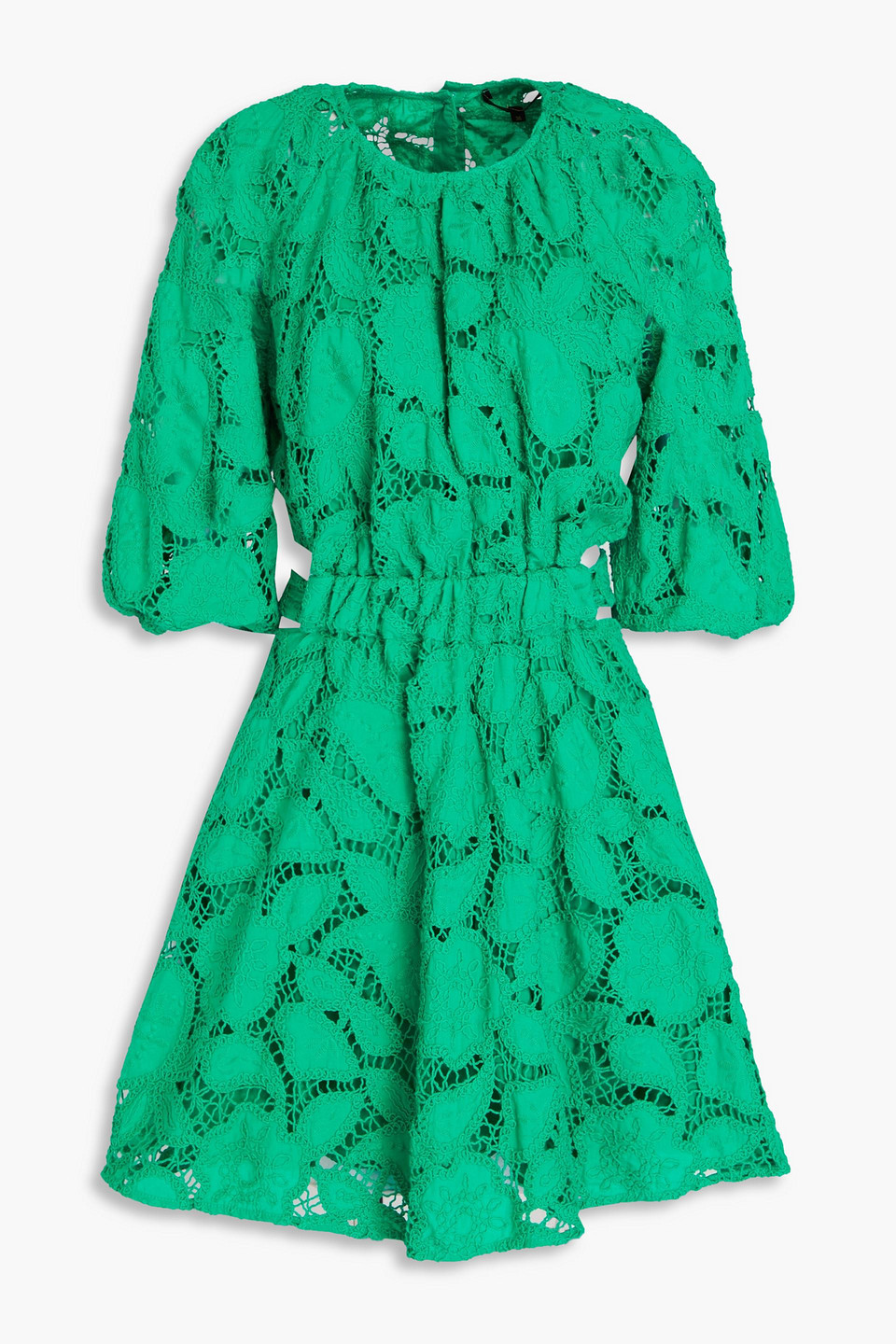Maje Broderie Anglaise Cotton Mini Dress In Grün