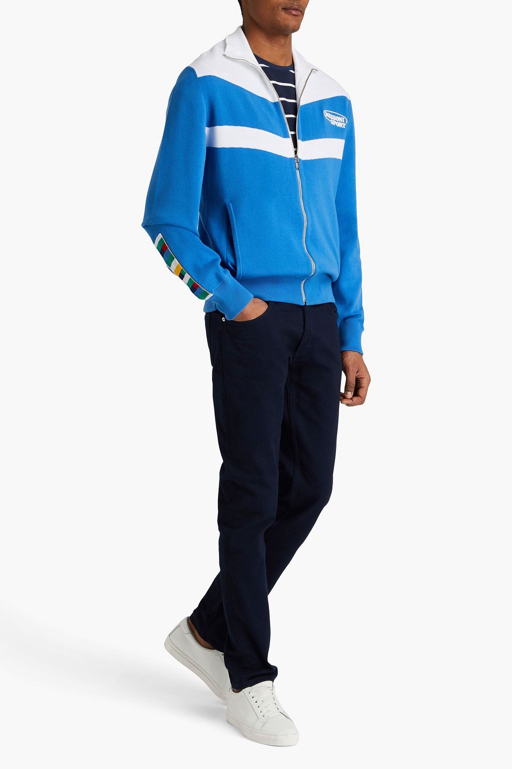 MISSONI Embroidered cotton zip-up track jacket