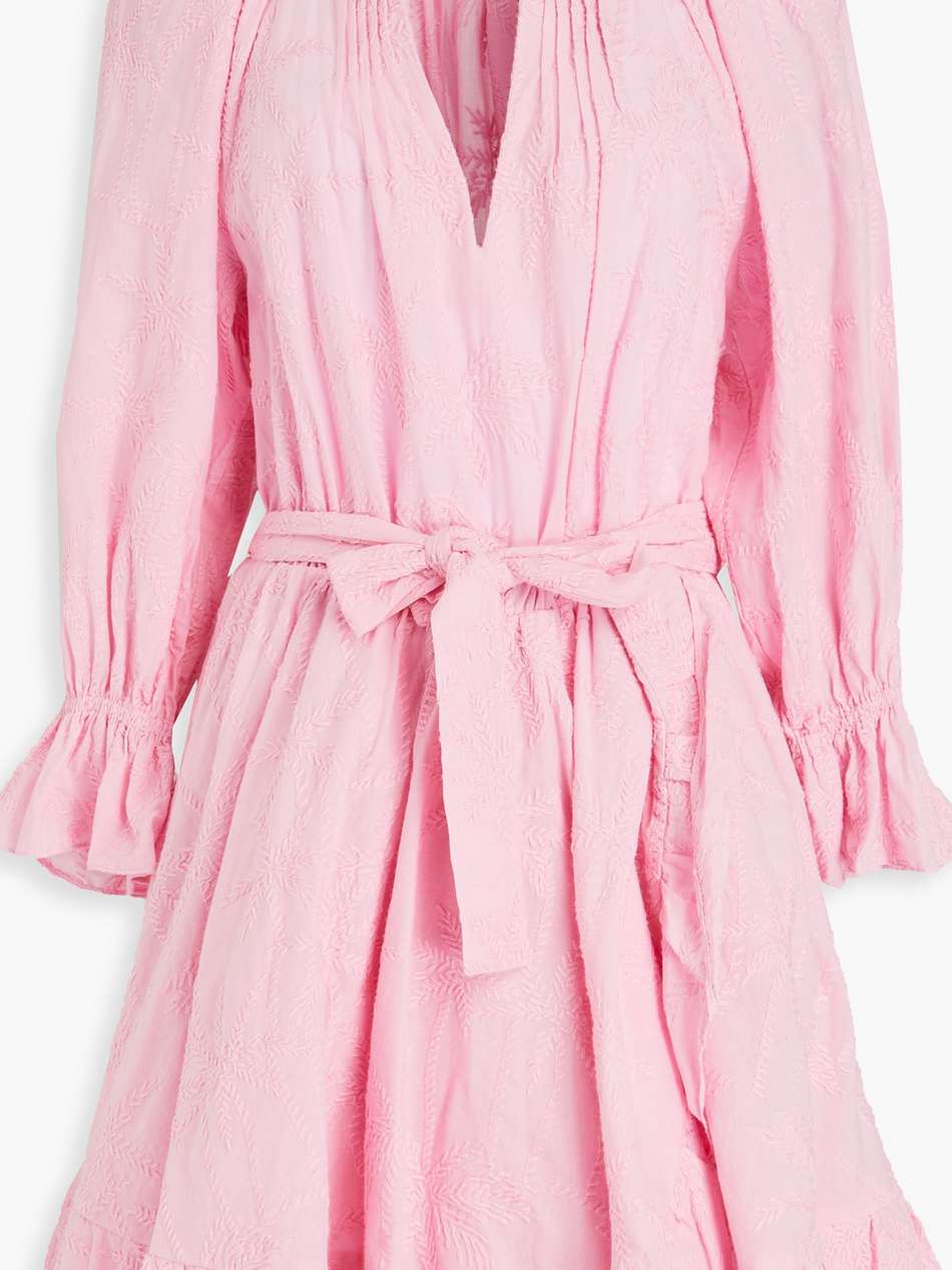 ruffled embroidered cotton mini dress