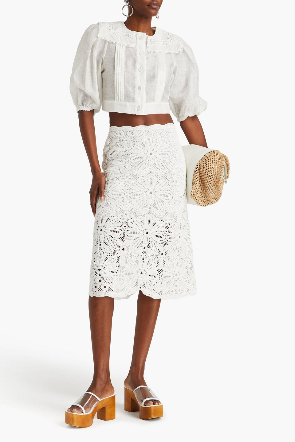 Maje Rock Aus Makramee-spitze In Weiss